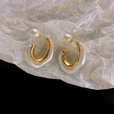 Pearl White Hoop Earrings